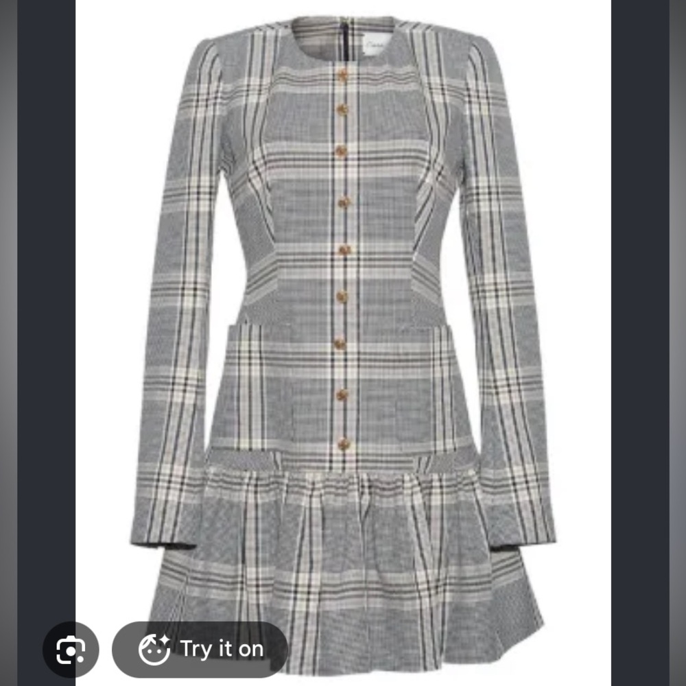 Cara Cara Adams Plaid Ruffled Mini Dress 0